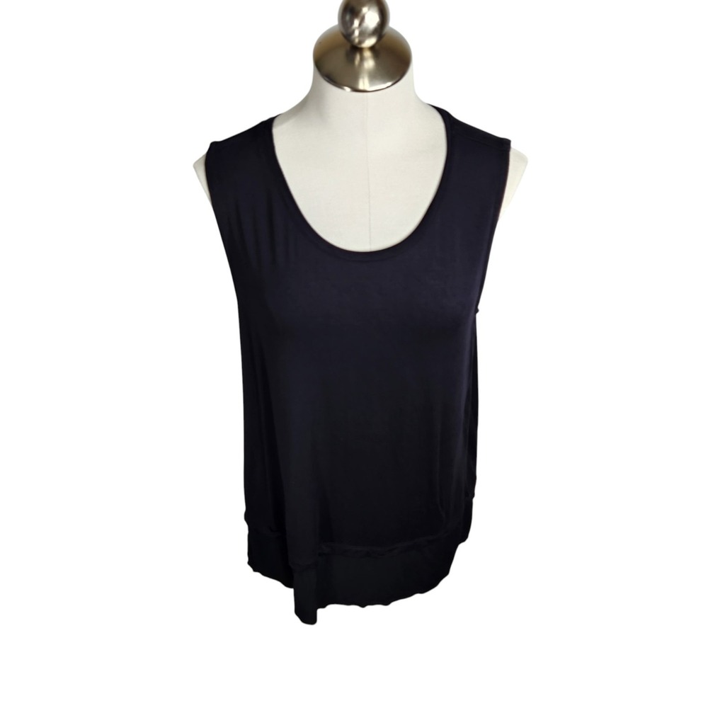 Soft Surroundings Eden Tiered‎ Tank Top Flowy Tunic Womens Size Large Black